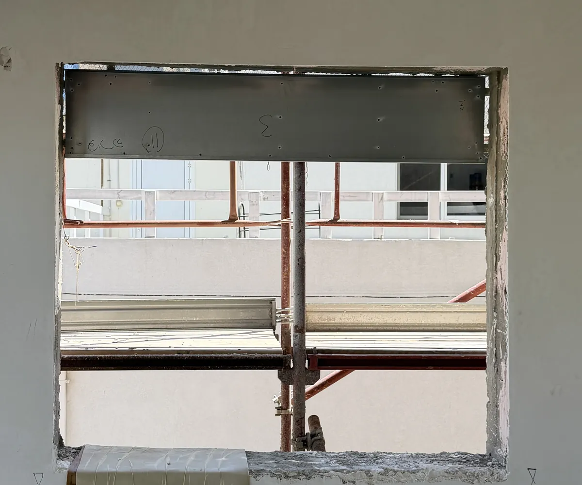Rectangular wall opening at a work site